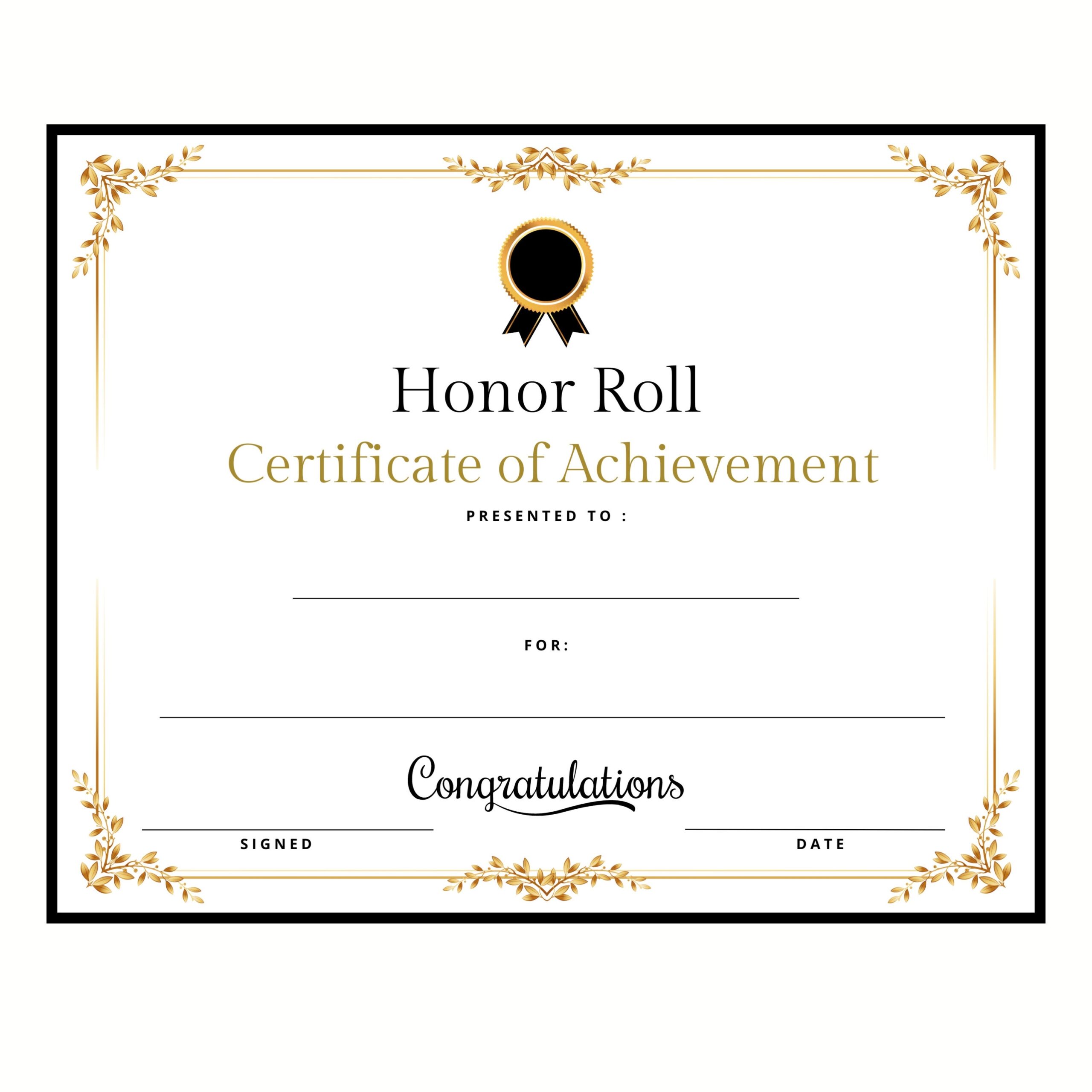 A Honor Roll Certificate Etsy Australia