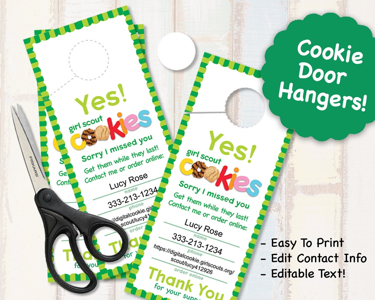 EDITABLE Girl Scout Door Hanger Printables Girl Scouts Cookies Booth Decor 8 5 X 11 Printable Cookie Supplies Sign Door Tag Hangers Etsy