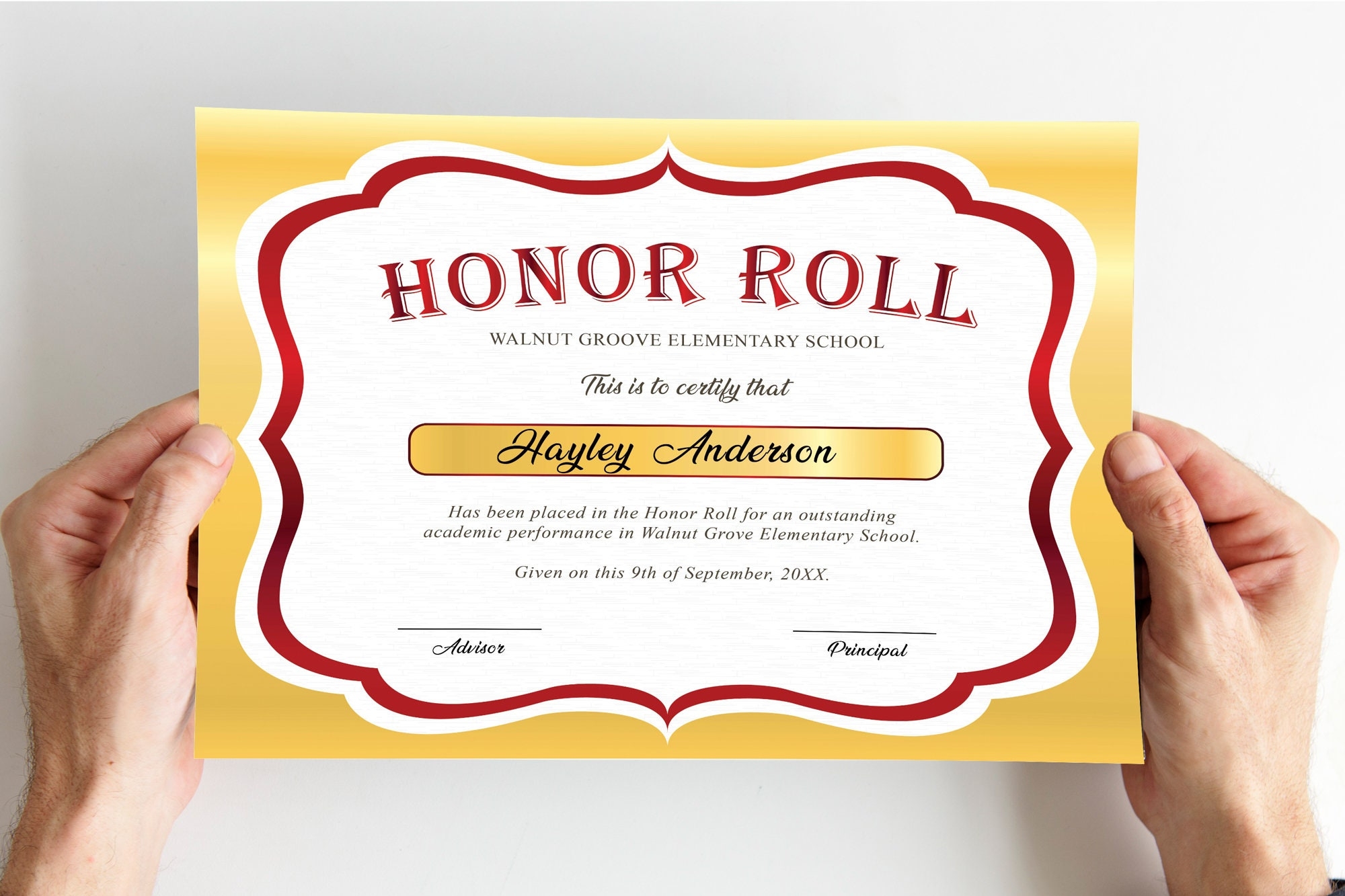 Downloadable Printable Free Editable Honor Roll Certificate Template