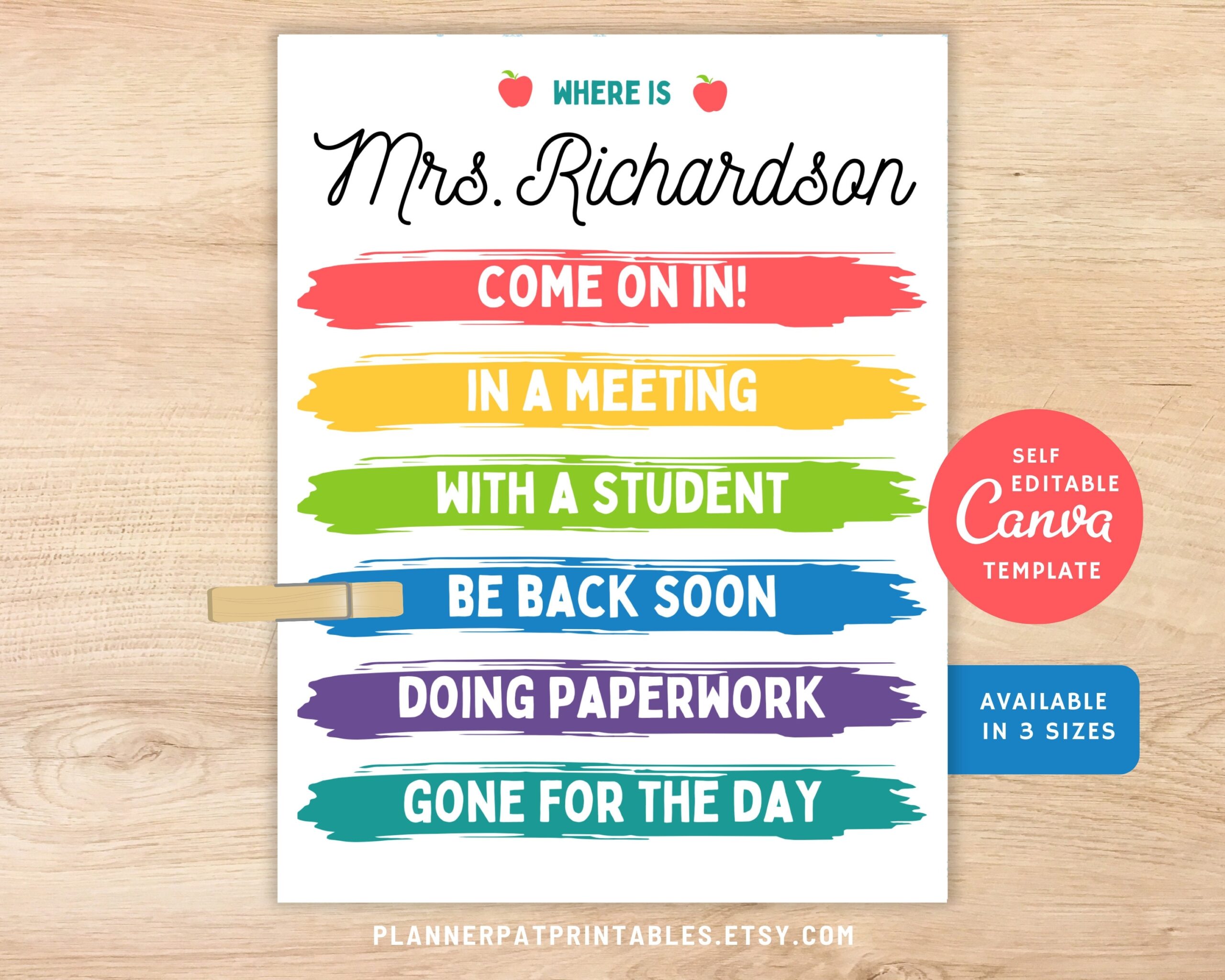 Editable Where Is The Teacher Sign Printable School Office Door Sign Canva Etsy