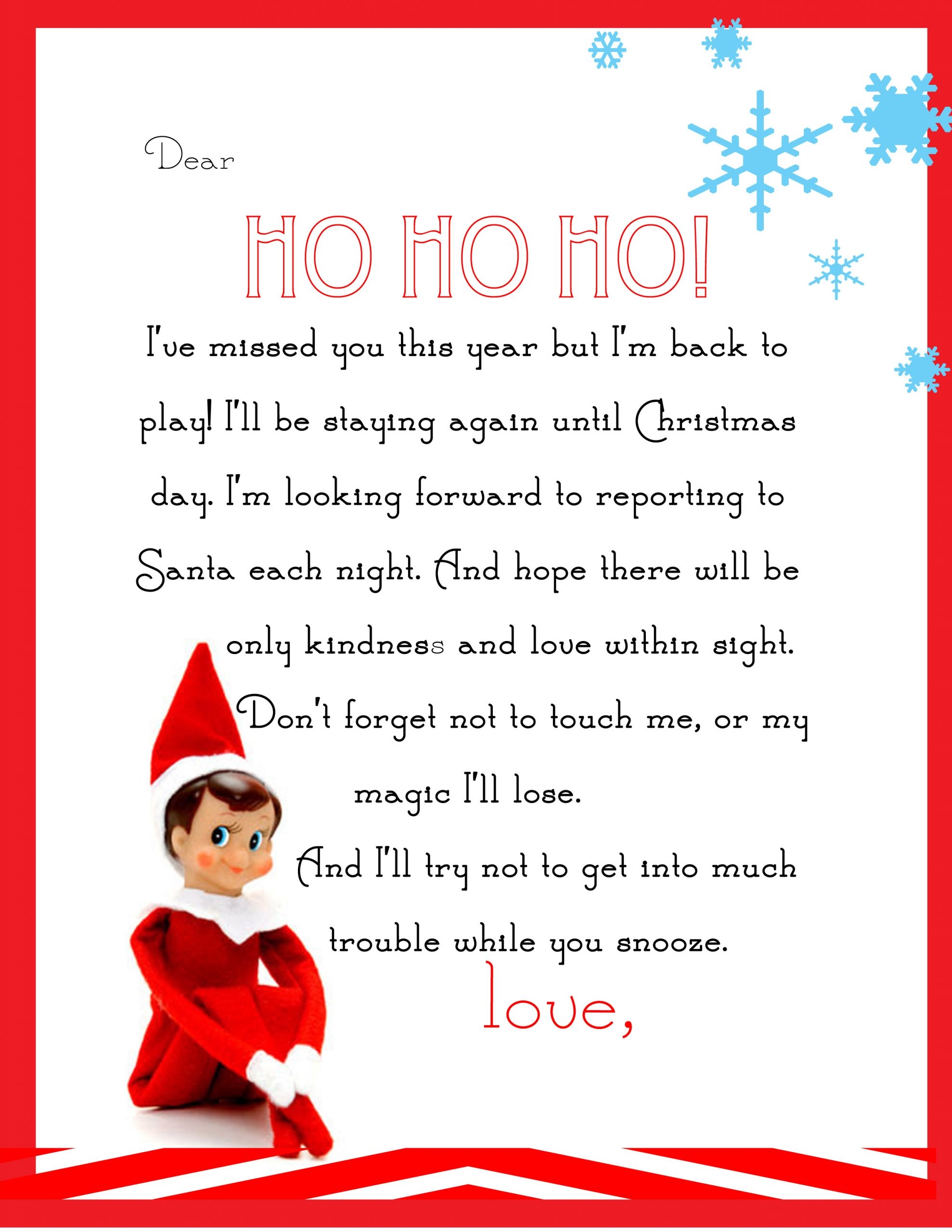 Free Printable Editable Elf Letter Template