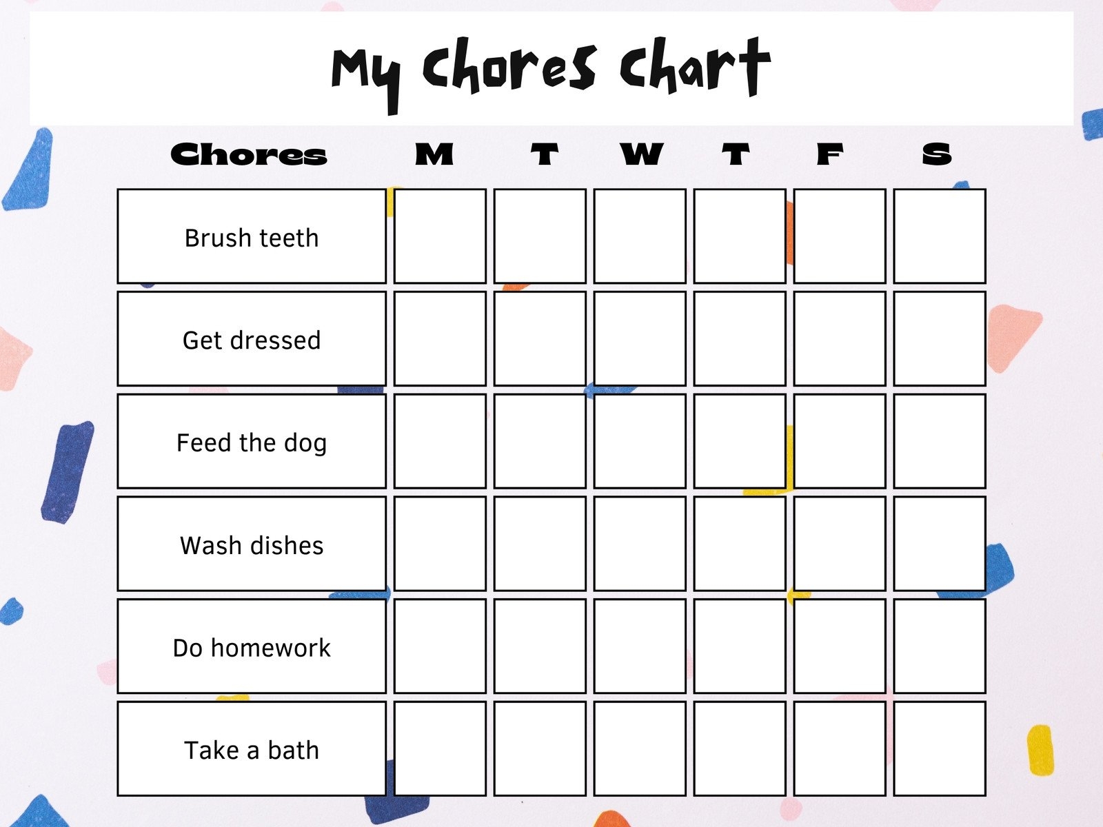 Free Editable Printable Chore Charts