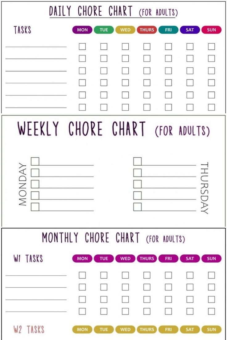 Free Editable Printable Chore Charts For Adults