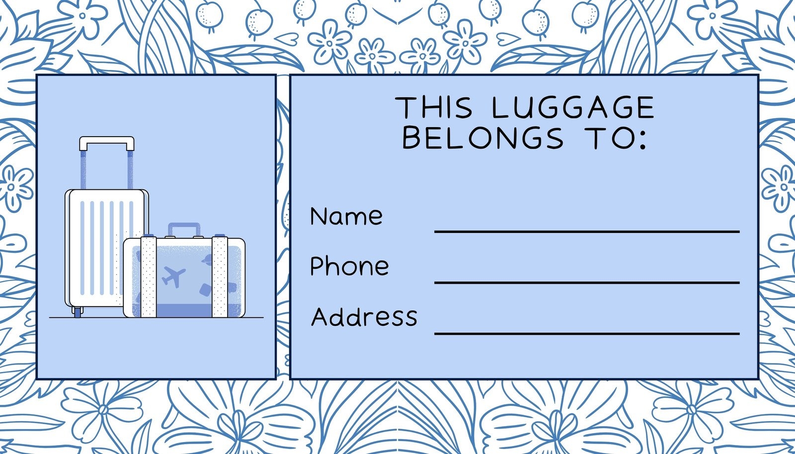 Free Printable Customizable Luggage Tag Templates Canva