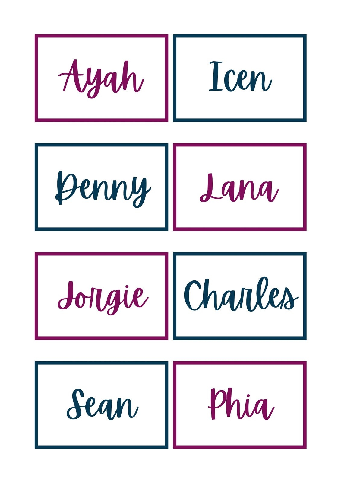 Free Editable Printable Name Tags