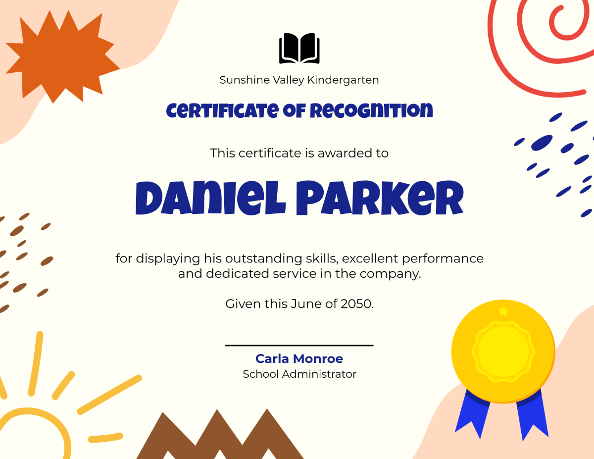 Free Printable Kindergarten Certificate Templates To Customize Online