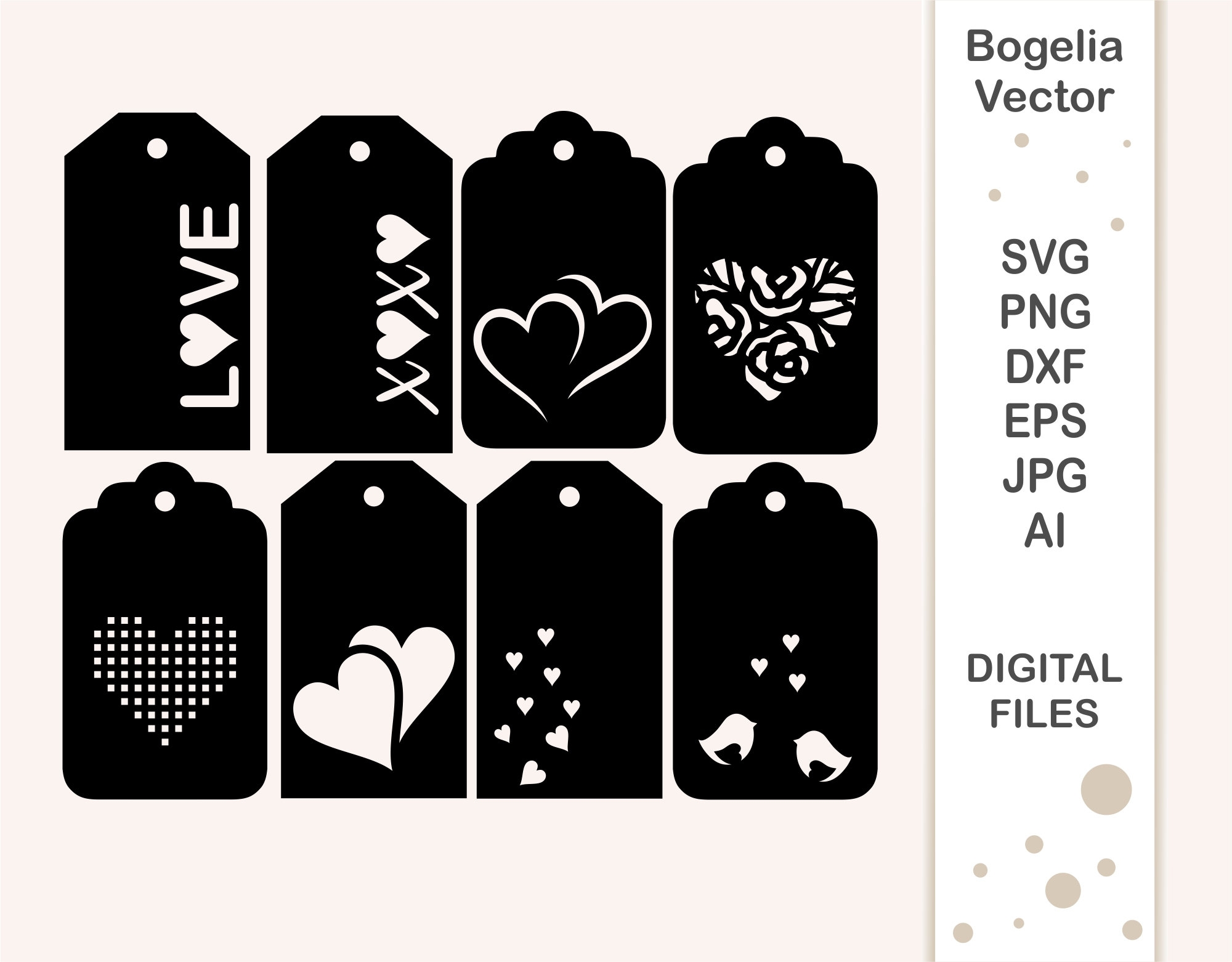 Gift Tag Svg Valentines Day Tag Svg Tag Cut File Laser Cut Files Tag Template Heart Label Birthday Love Present Cricut Silhouette Etsy