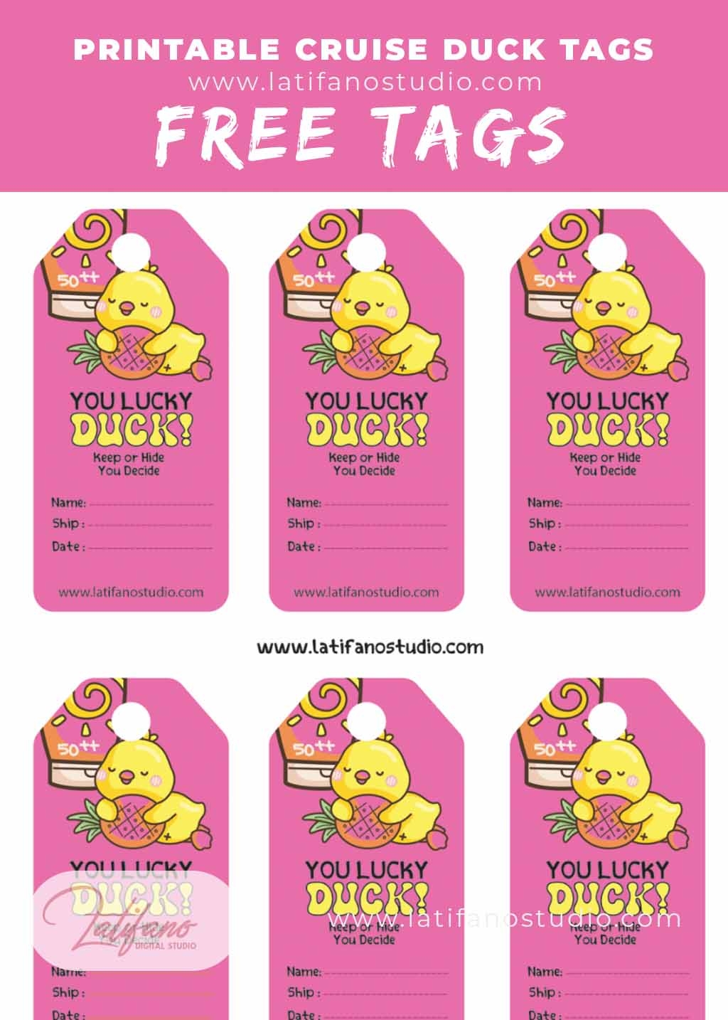 Free Printable Editable Cruise Duck Tags