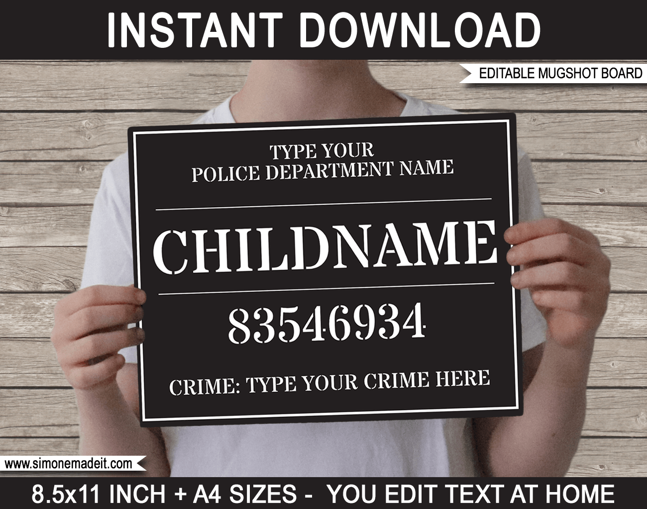 Police Party Mugshot Sign Board Lineup Backdrop Templates