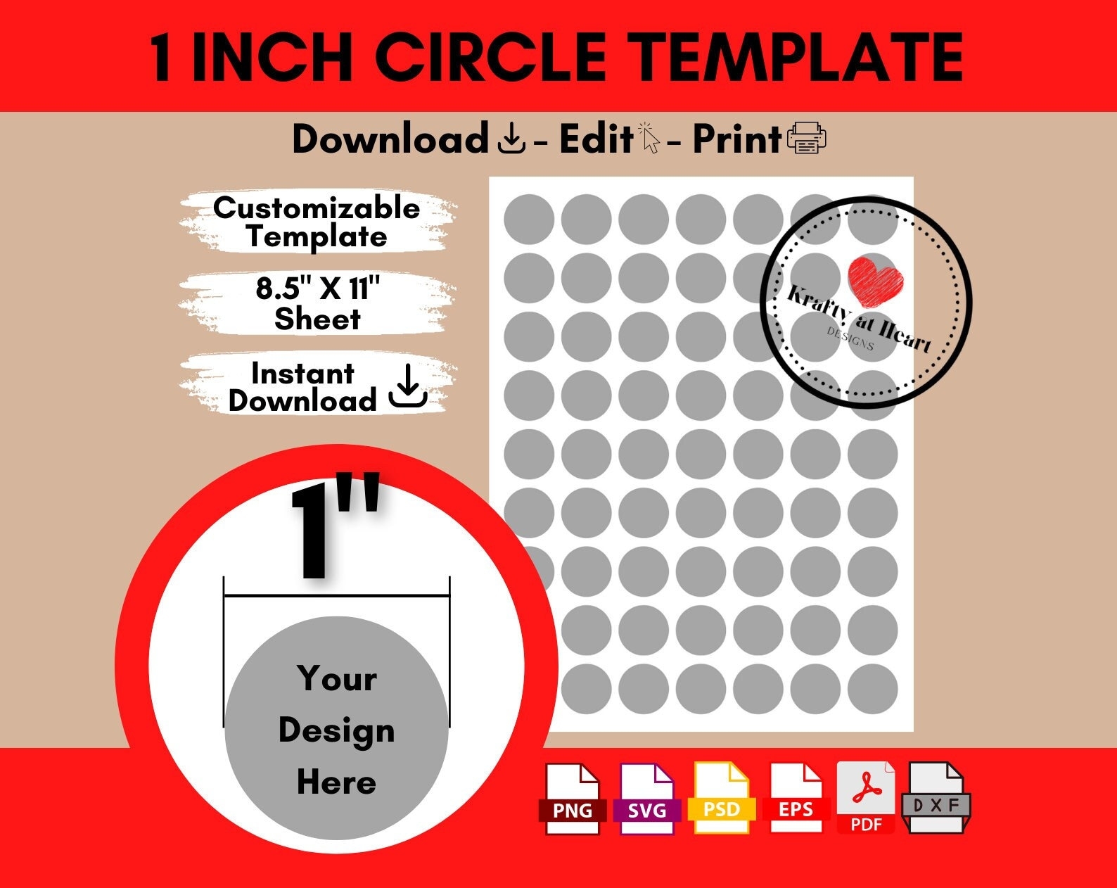1 Inch Circle Template 1 Circle Template Blank Round Sticker Sheet Svg Png Psd Dxf Eps Pdf Editable Printable DIY 8 5 X11 Etsy
