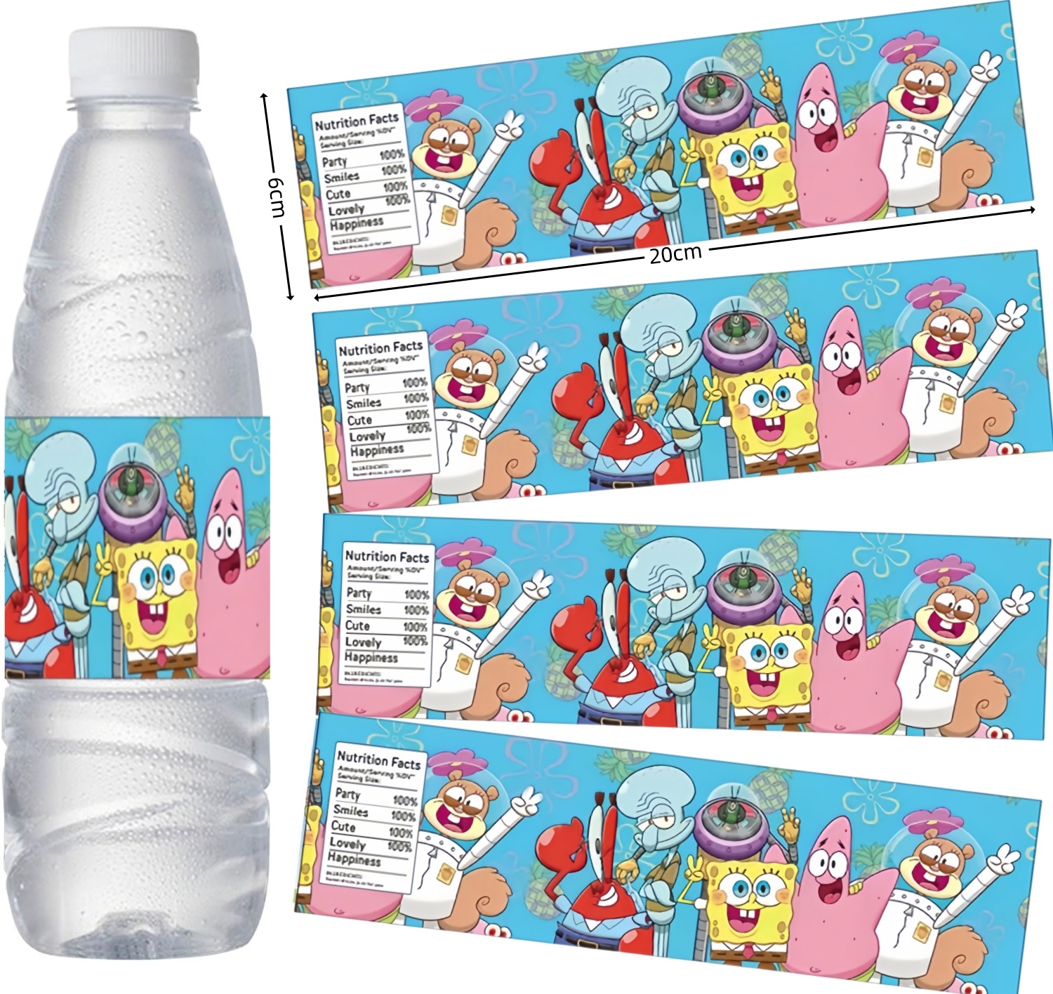 10 20 30PCS Sponge Bob Stickers Water Bottle Label Party Decor Worksheets Library