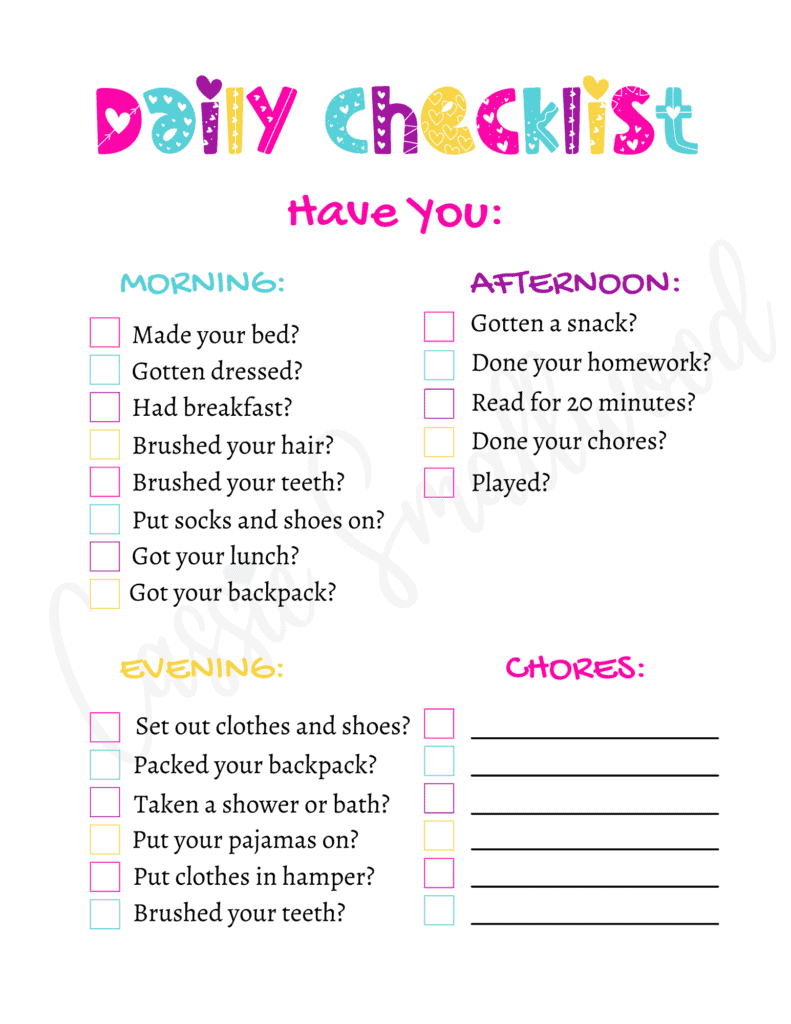 Printable Editable Kids Lists