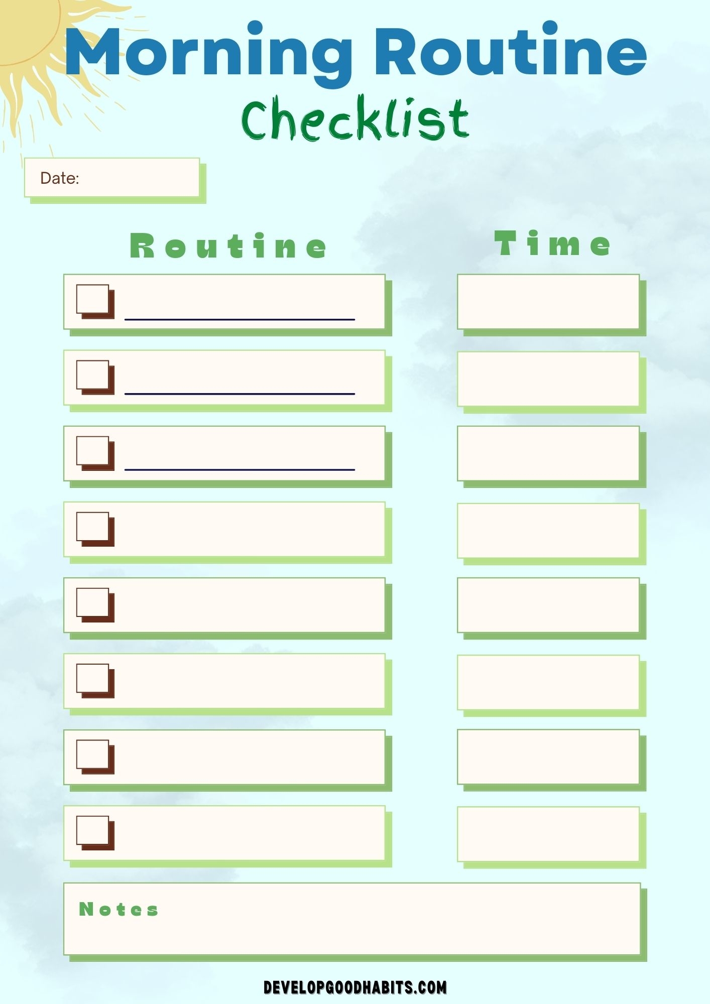 12 Printable Morning Routine Checklists For Adults Students Develop Good Habits