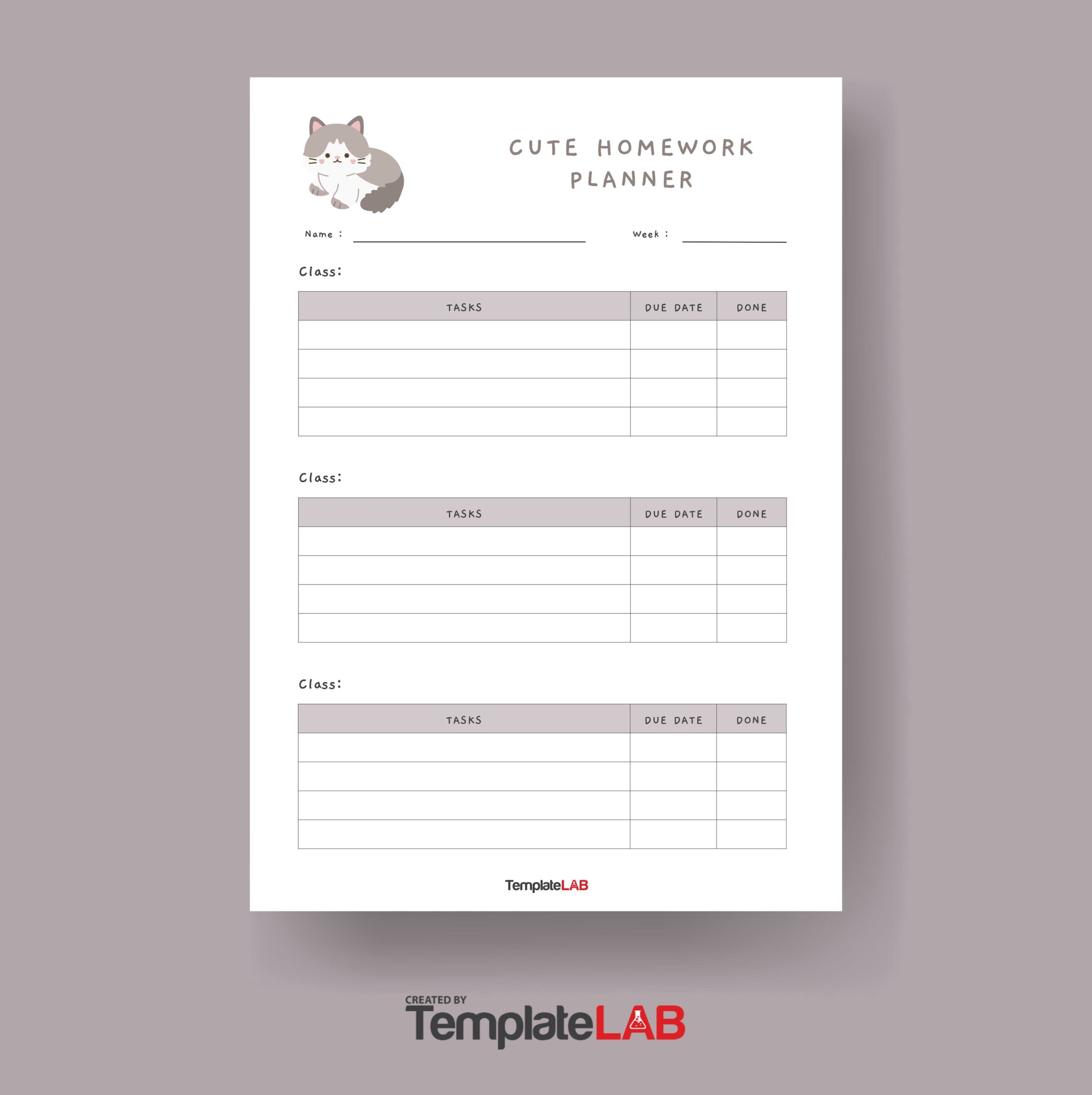 15 Printable Homework Planners PDF Word Excel TemplateLab
