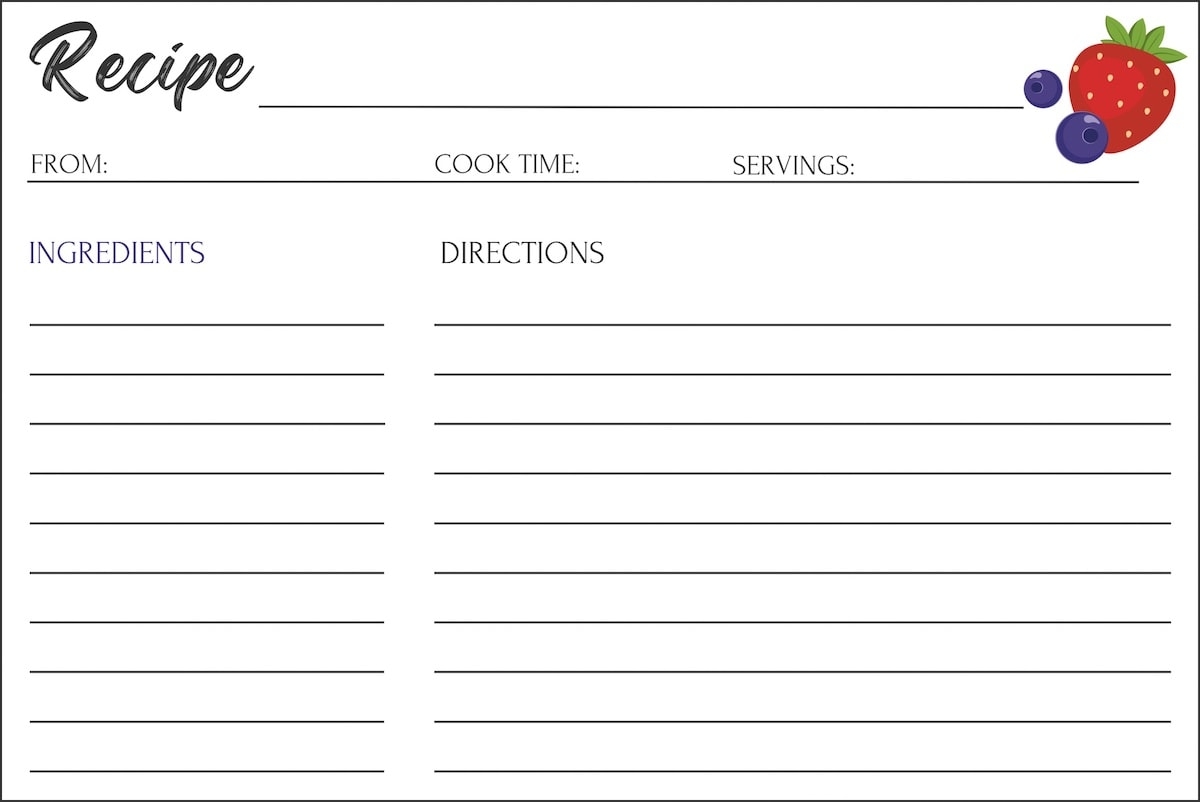 Editable Printable Recipe Cards Free