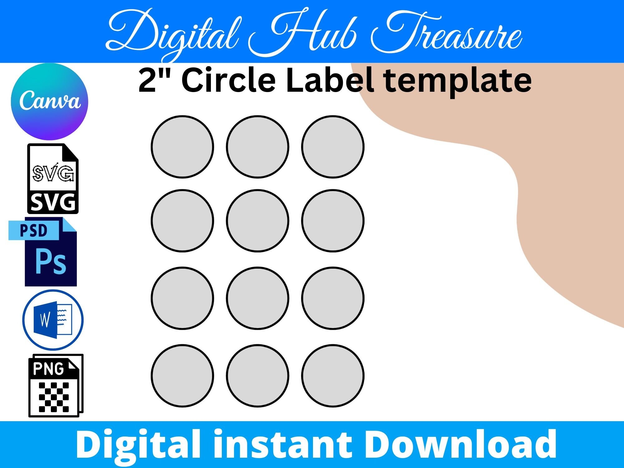 2 In Round Labels Printable Editable