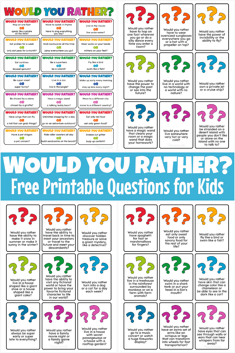 200 Fun Thought Provoking Would You Rather Questions For Kids