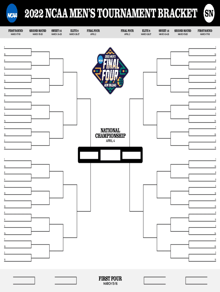 Printable And Editable Ncaa Bracket