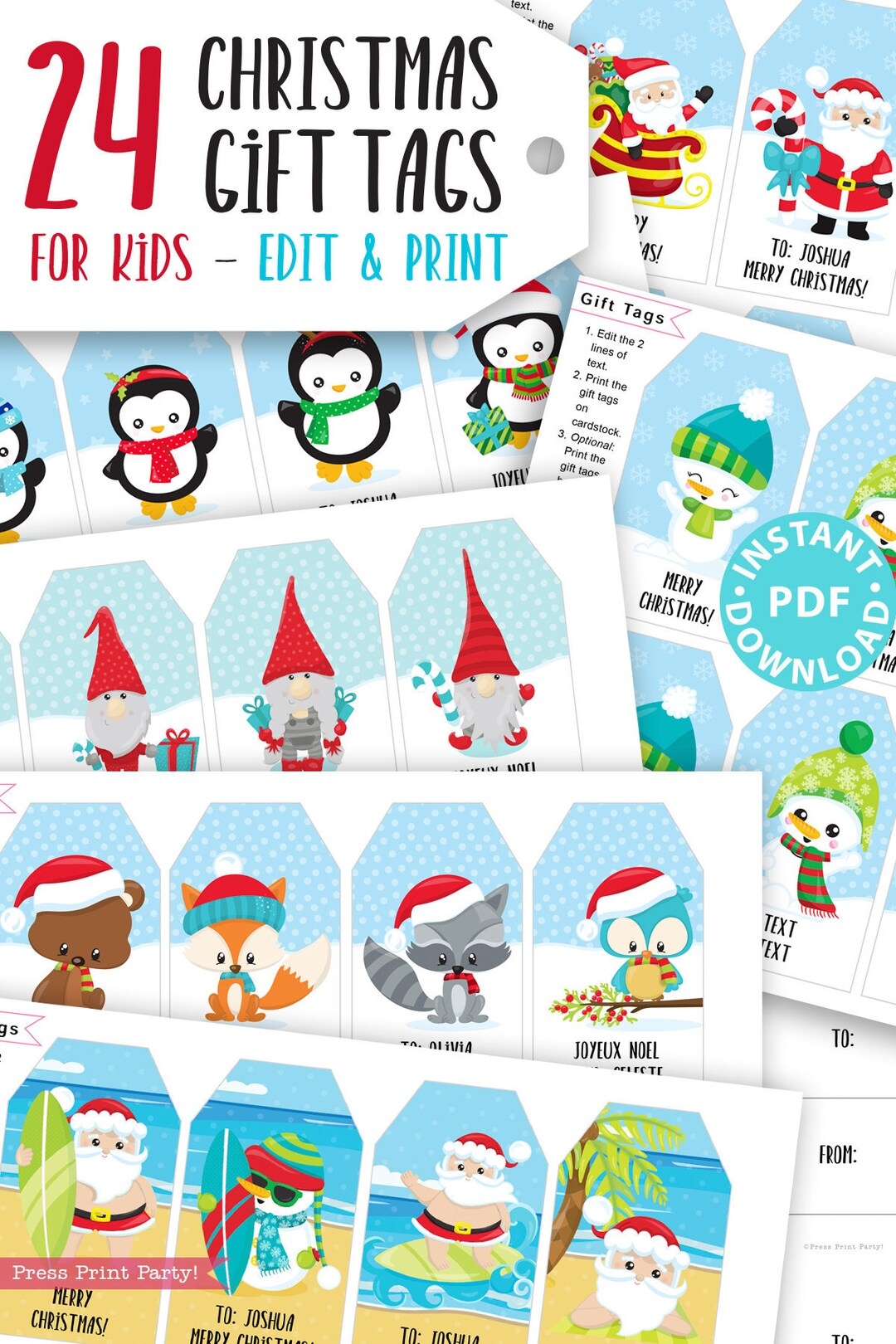 Editable Printable Holiday Tags From Kids