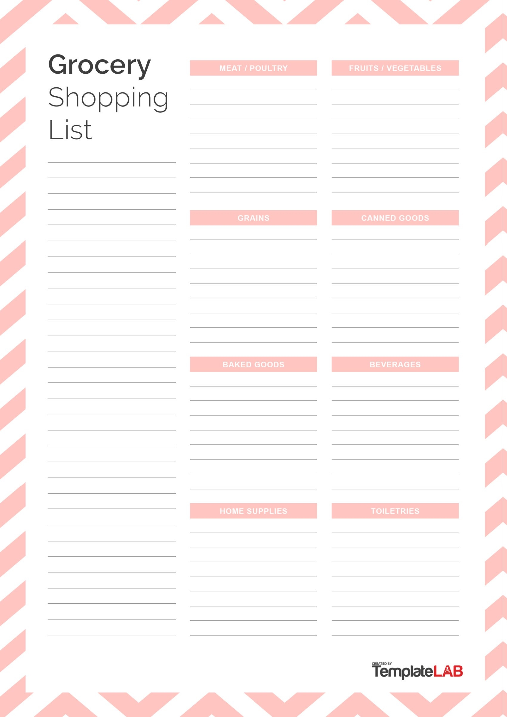 Free Printable Editable Grocery Checklist