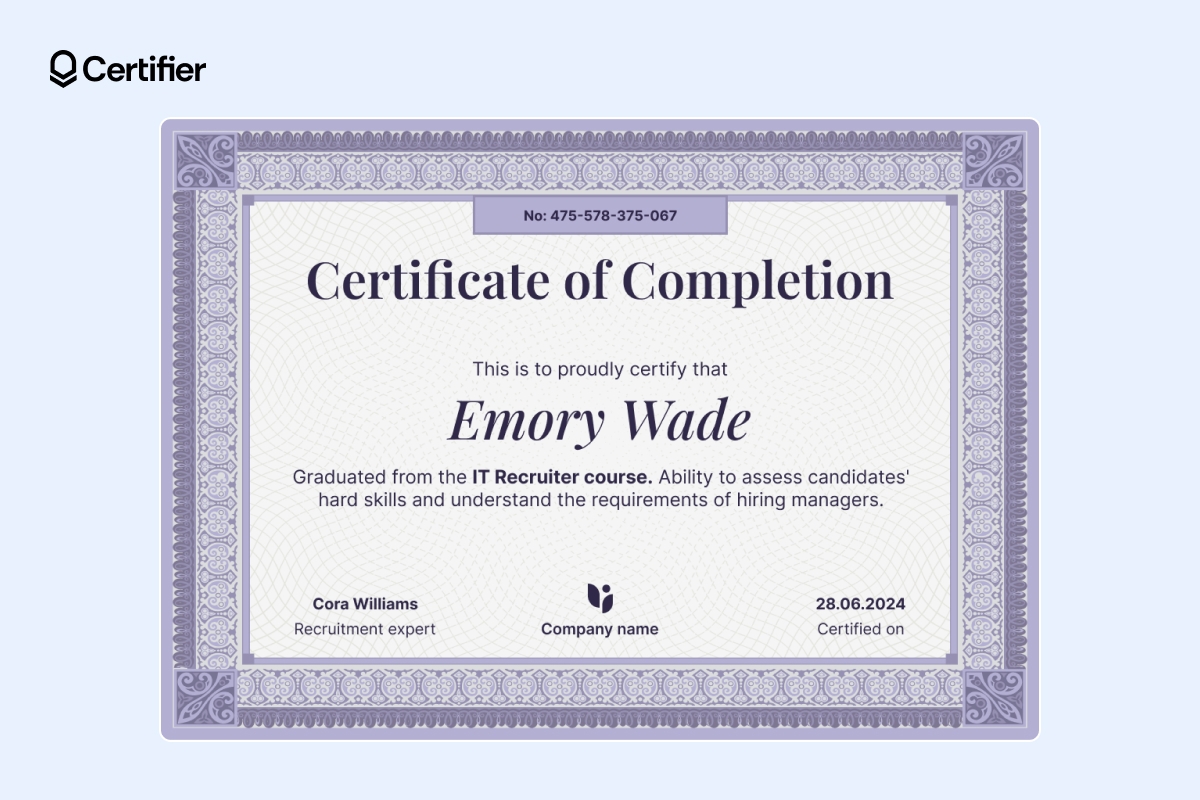 25 Free Certificate Of Completion Templates To Print Or Edit Online