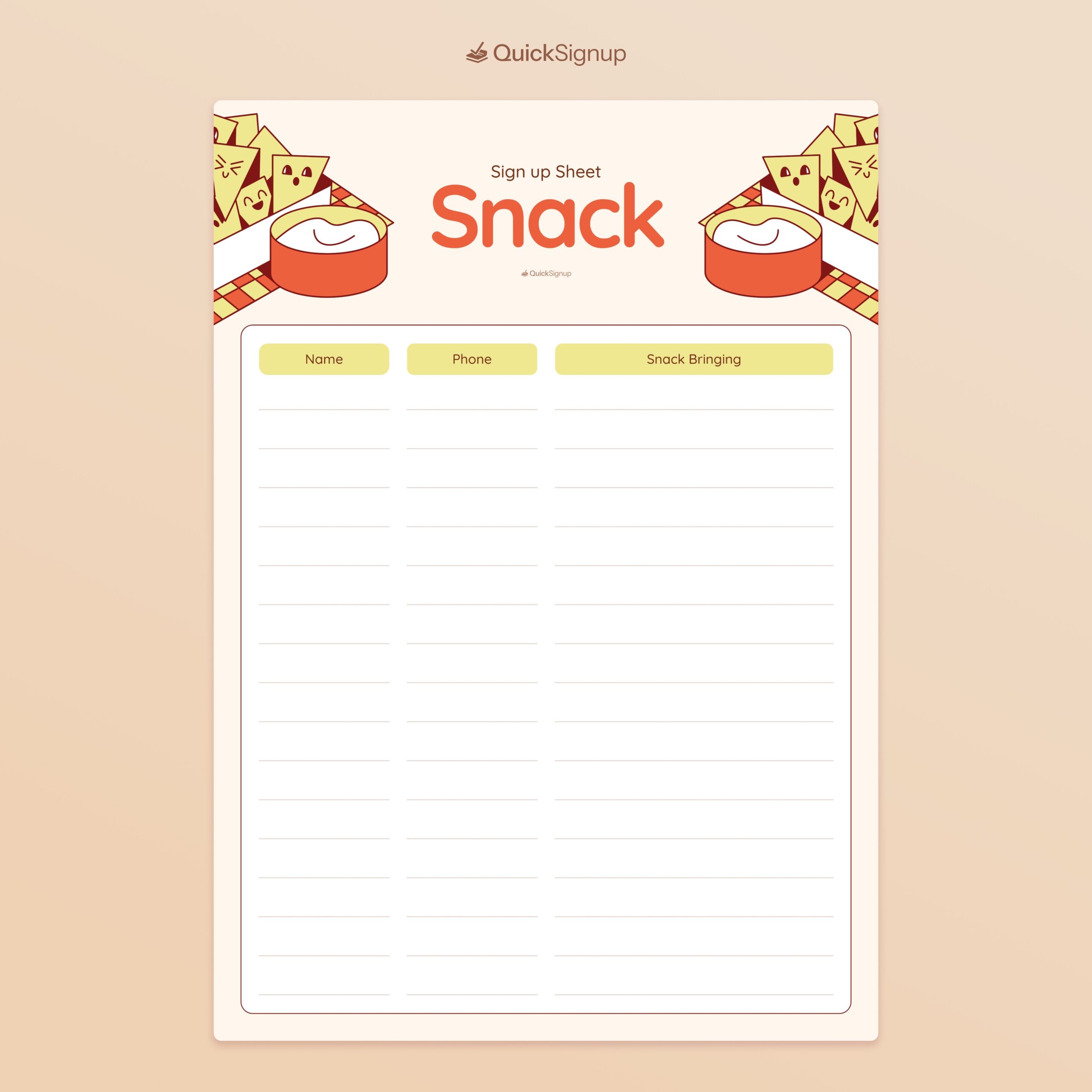 3 Snack Sign Up Sheet Templates Online Printables 