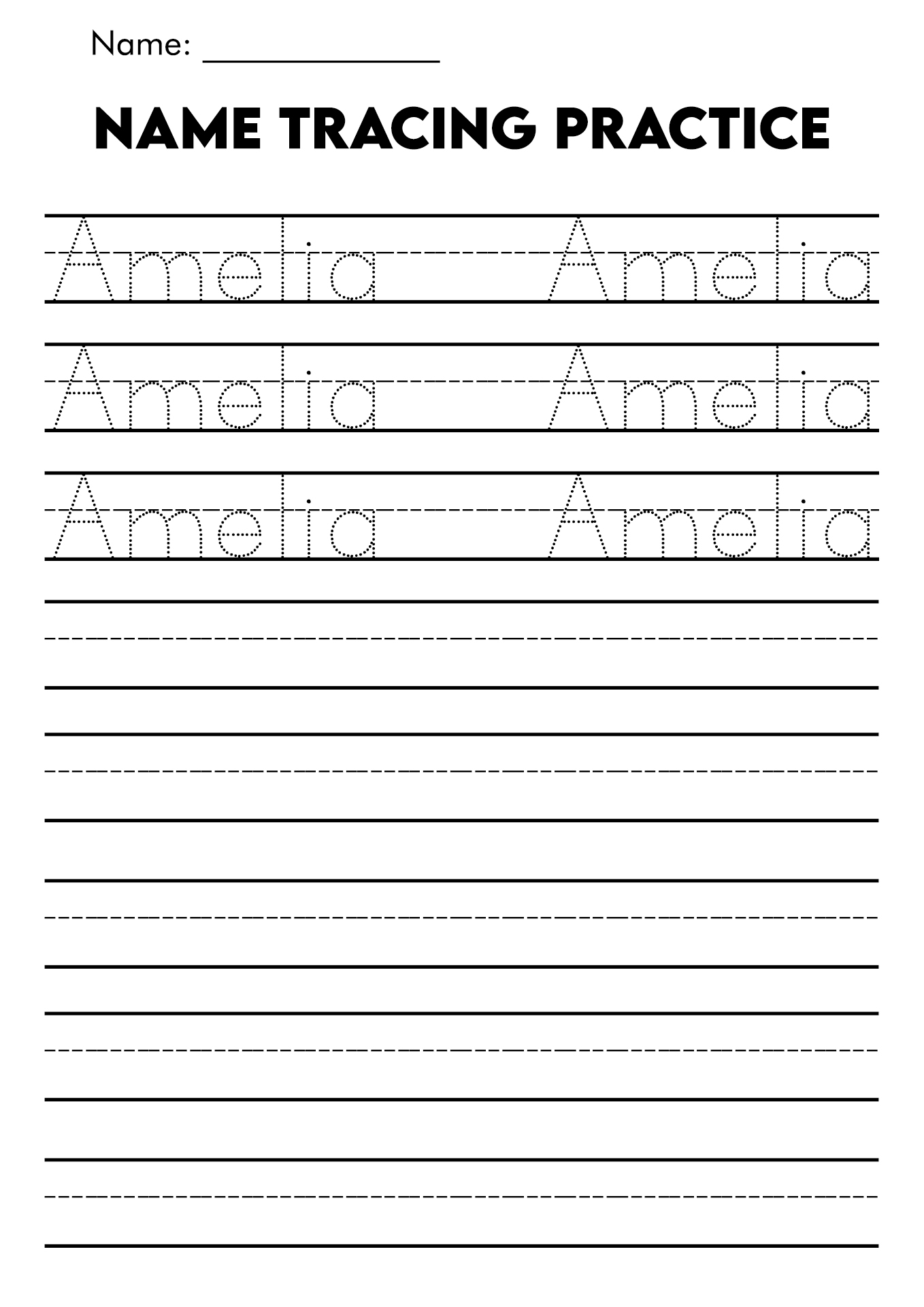 Free Printable Editable Name Writing Practice