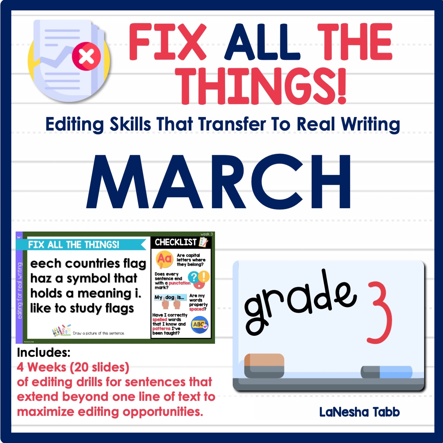 3rd Grade Editing Practice March LaNesha Tabb Writing Educator Author Speaker