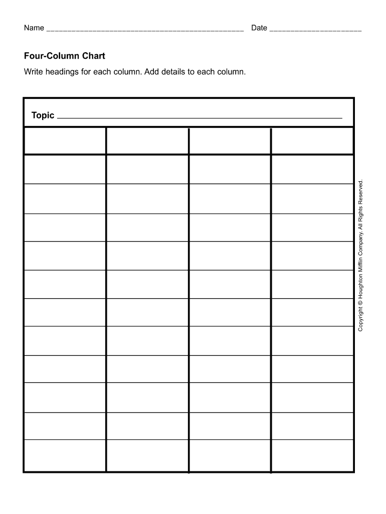 4 Column Chart Template Download Fill Online Printable Fillable Blank PdfFiller