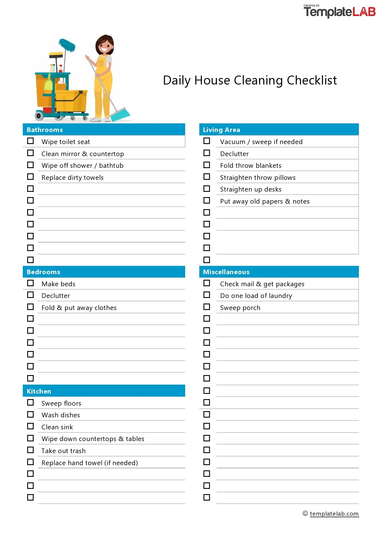 Free Editable And Printable House Cleaning Schedules