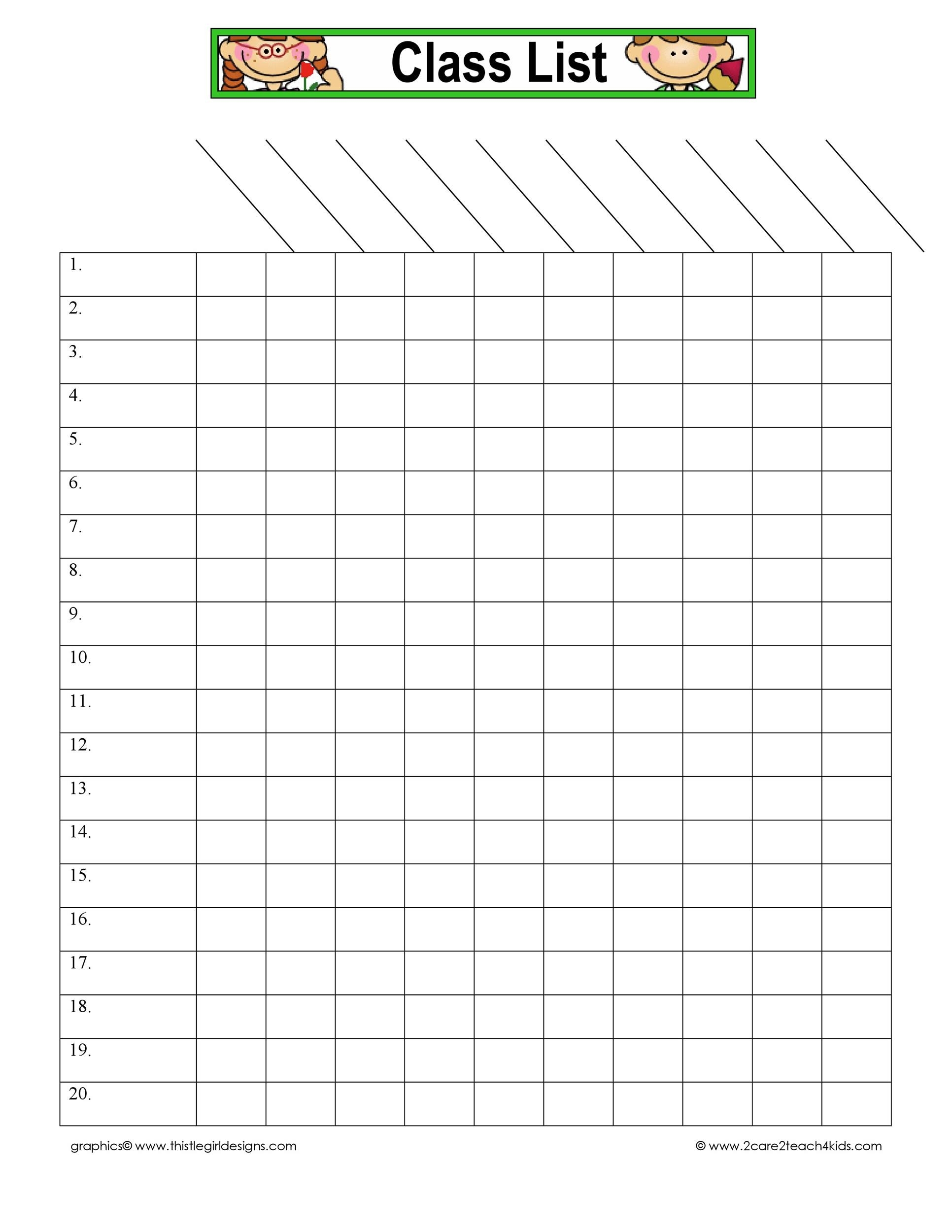 46 Class Roster Templates Class List Examples 