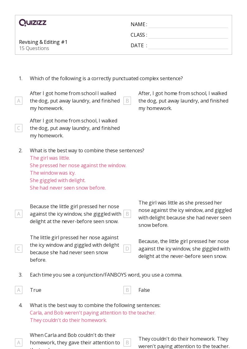 50 Editing Worksheets For 8th Grade On Quizizz Free Printable Worksheets Library