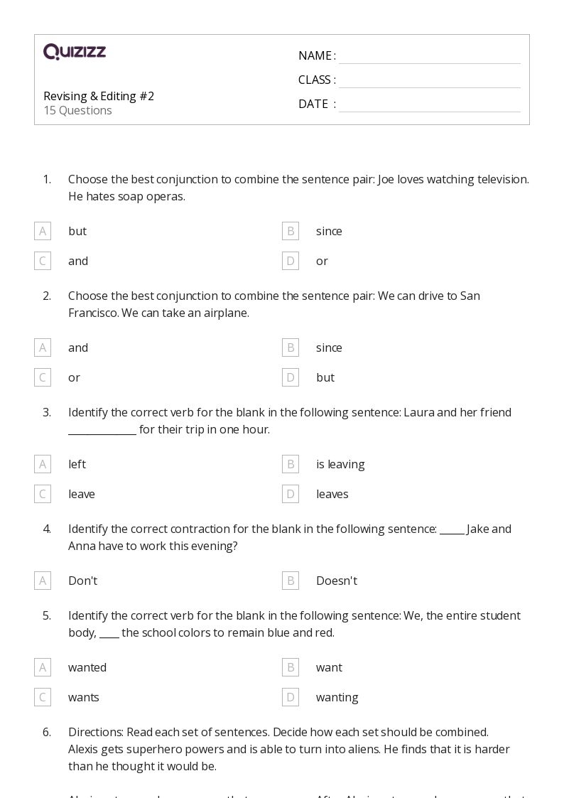 50 Editing Worksheets For 8th Grade On Quizizz Free Printable Worksheets Library