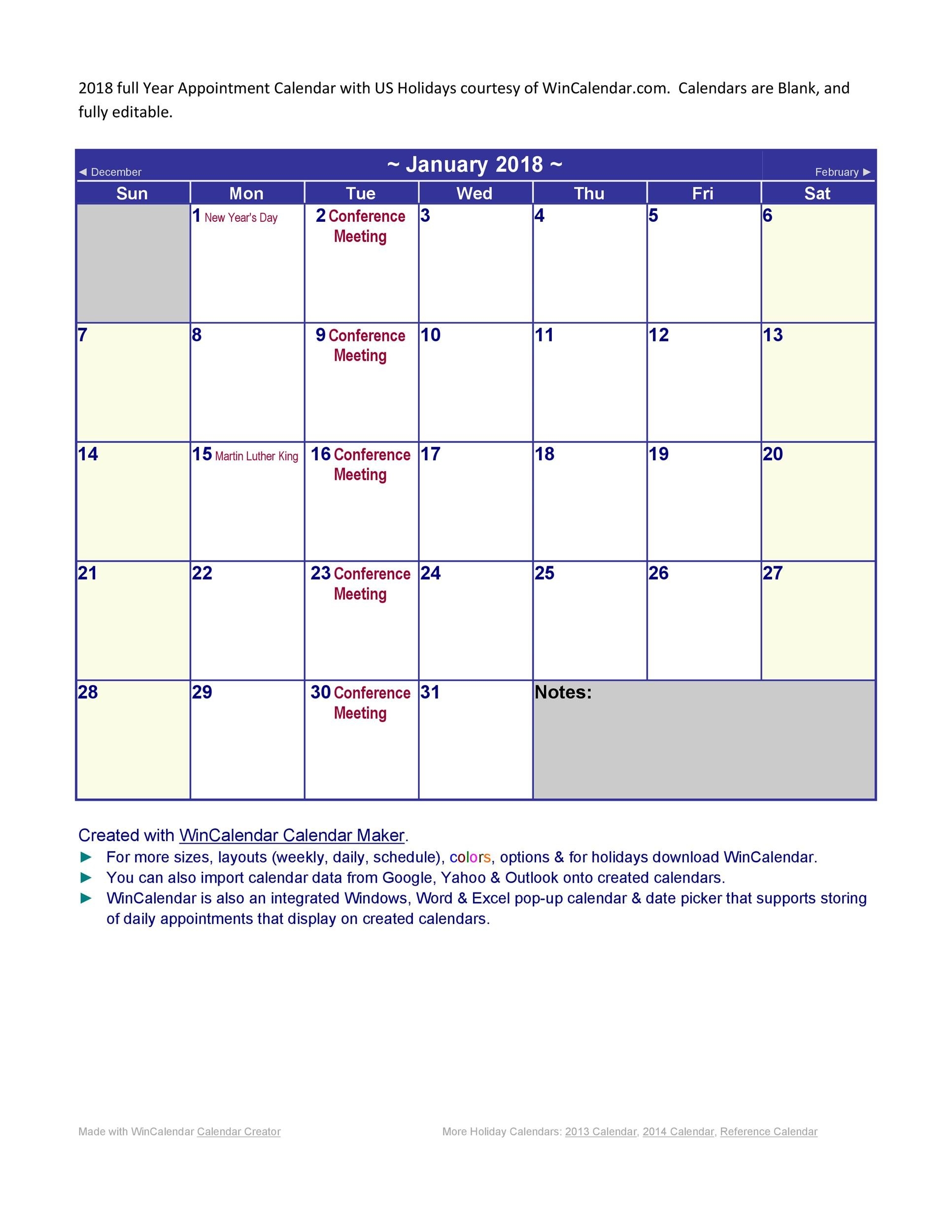 Blank Editable Appointment Calendar With Time Slots Printable