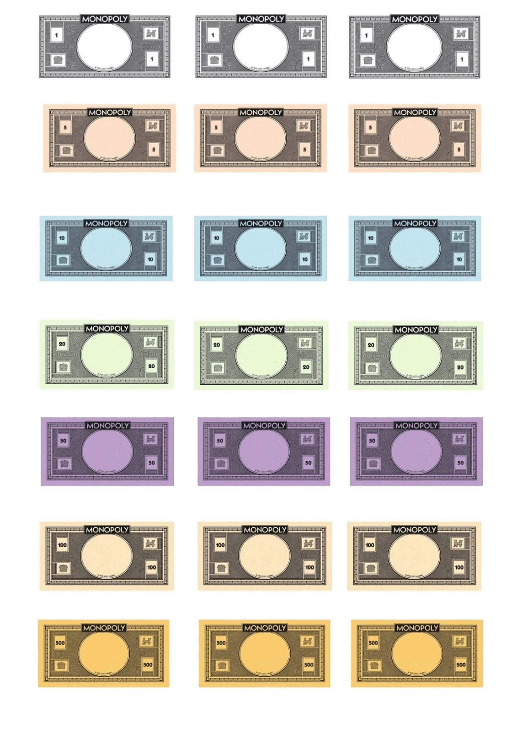 Printable Monopoly Money Editable