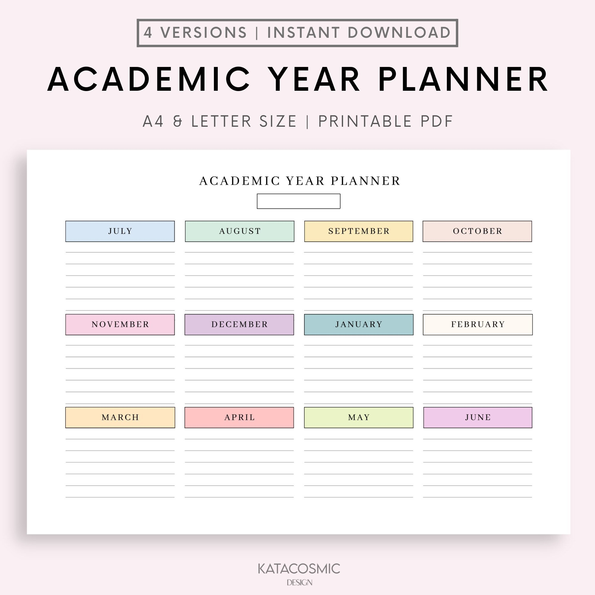 Academic Year Planner Template Printable Calendar Landscape Homeschool Teacher And Student Planner Mid Year School Year Planner 2023 2024 Etsy Ireland