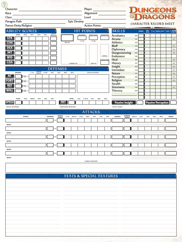 Ad D 2e Character Sheet Fillable Fill Out Sign Online DocHub