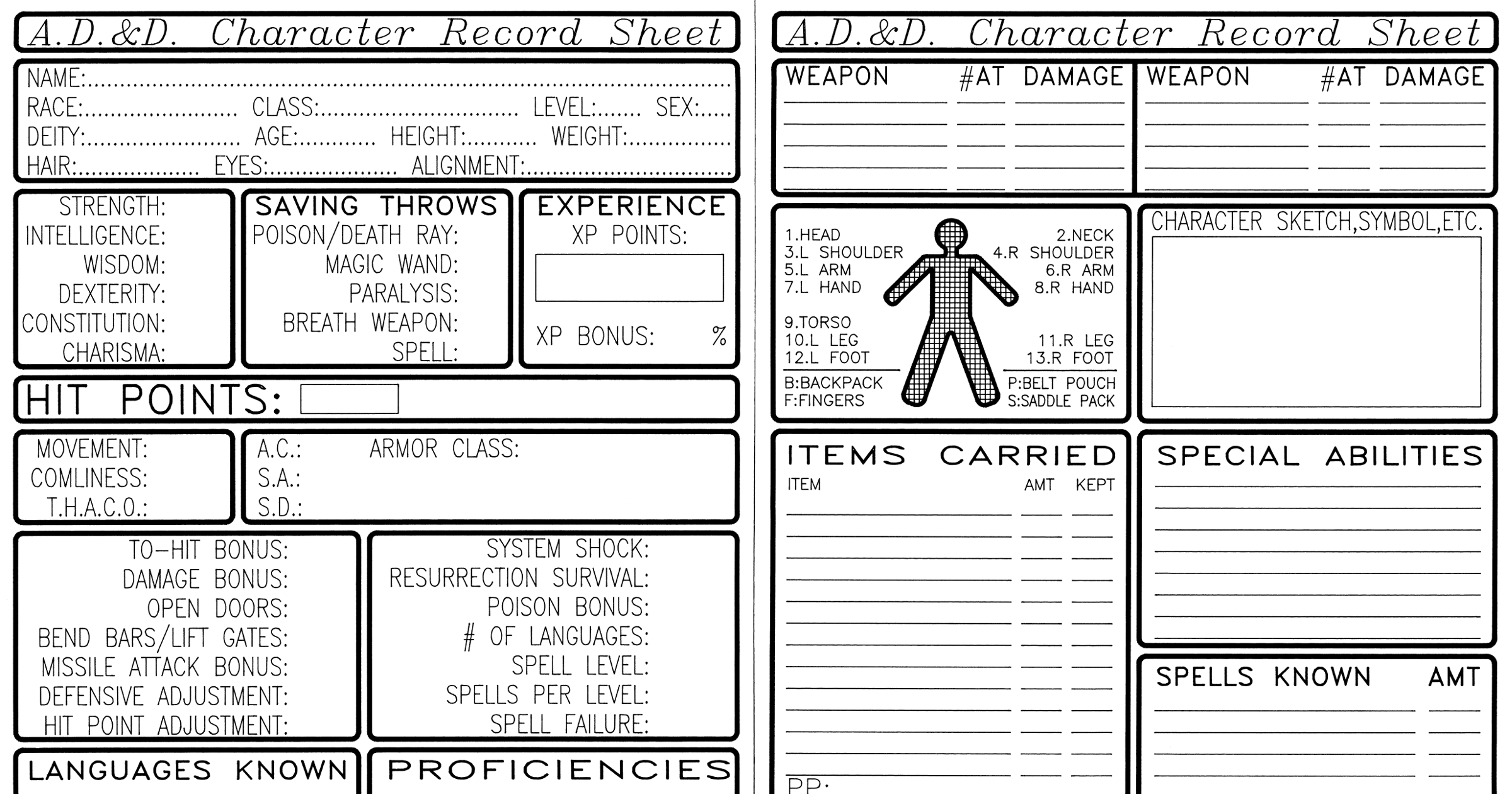 AD D Character Record Sheet BedroomLAN