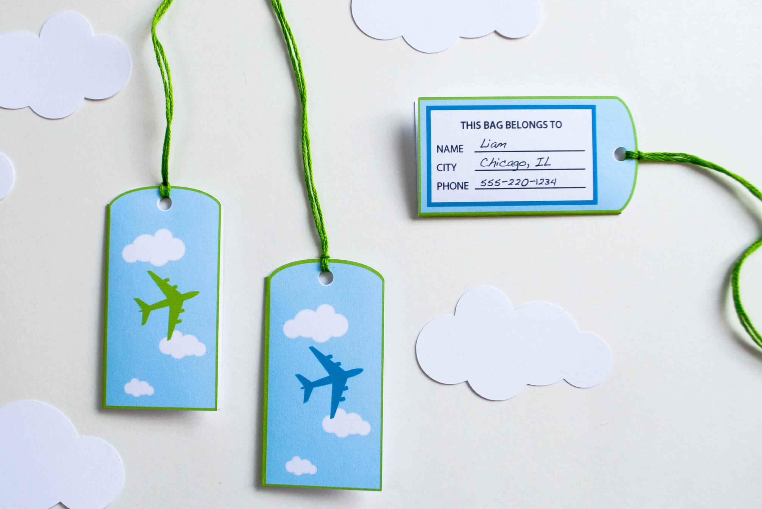 Airplane Favor Bag Goodie Bag Luggage Tags Personalized Printable For An Airplane Birthday Party Merriment Design