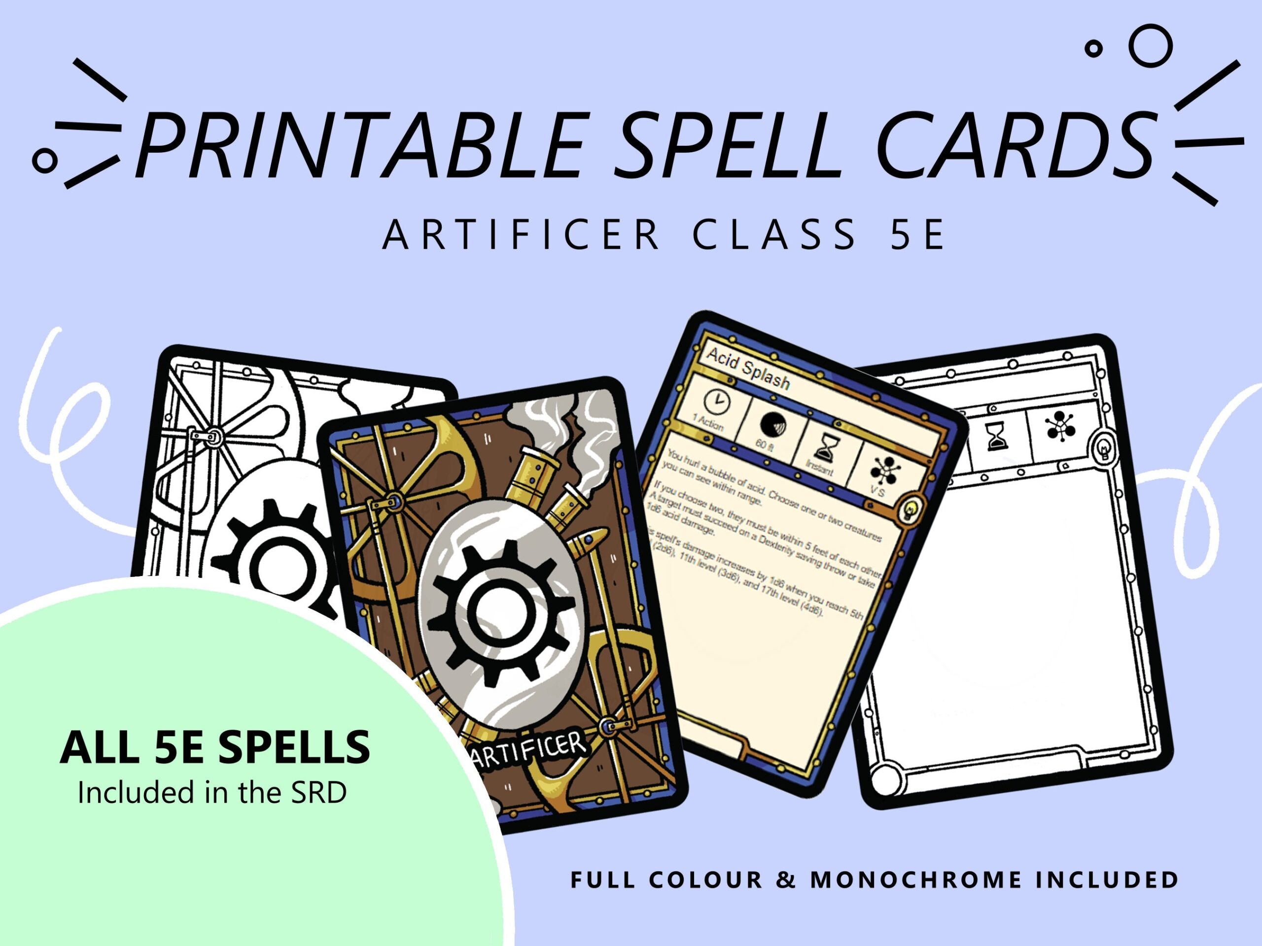 5th Edition Printable Spell Cards