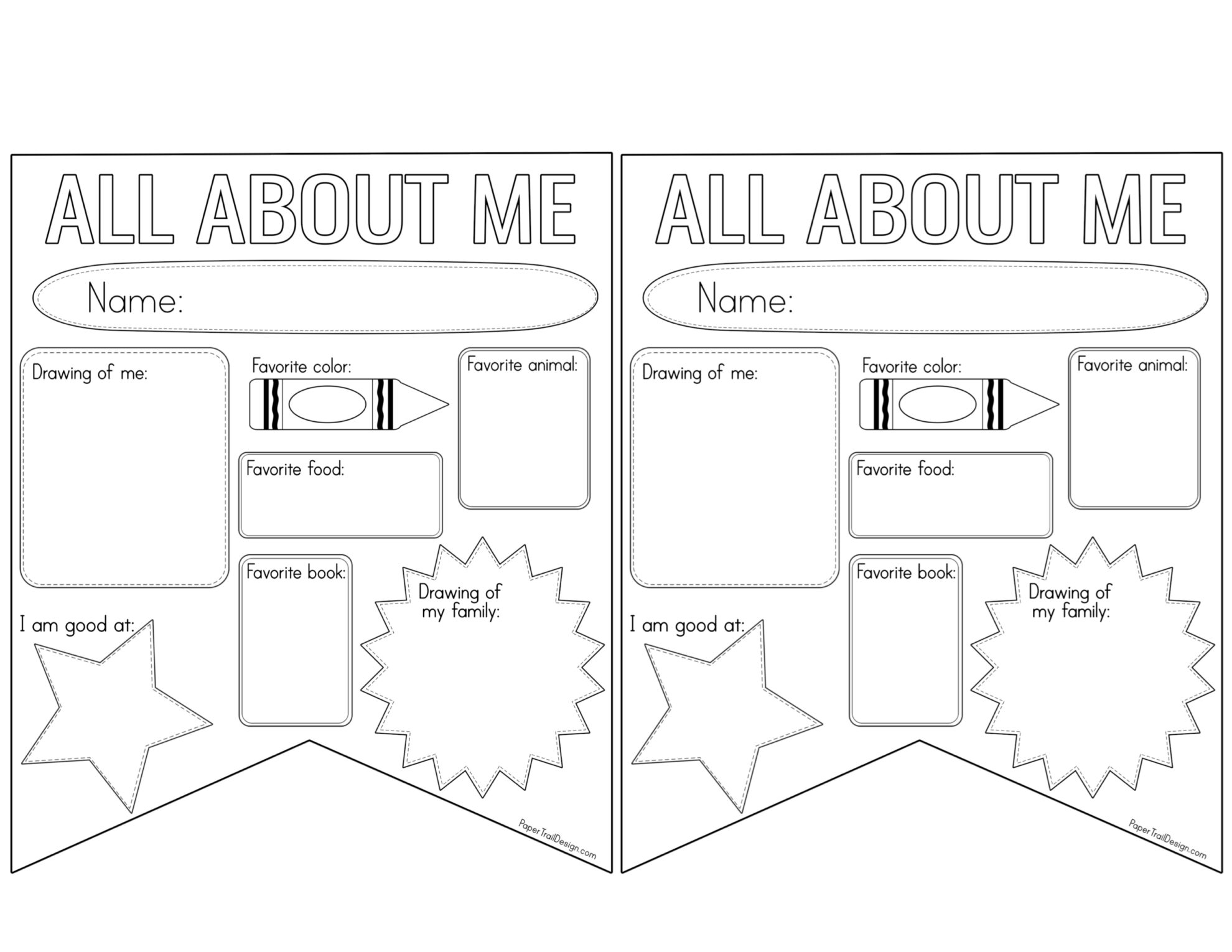 All About Me Worksheet Printable Paper Trail Design