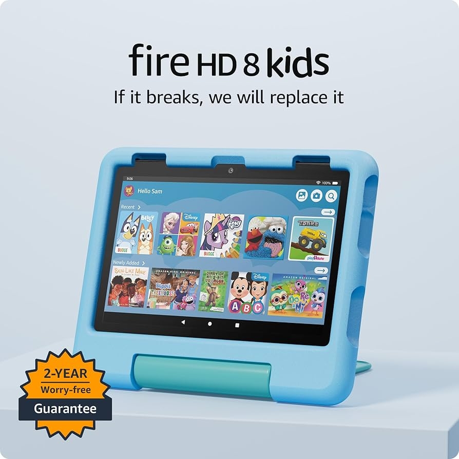 Amazon Amazon Fire HD 8 Kids Tablet newest Model Ages 3 7 With Bright 8 HD Screen Includes Ad free And Exclusive Content Parental Controls And 13 hr Battery 32GB Blue