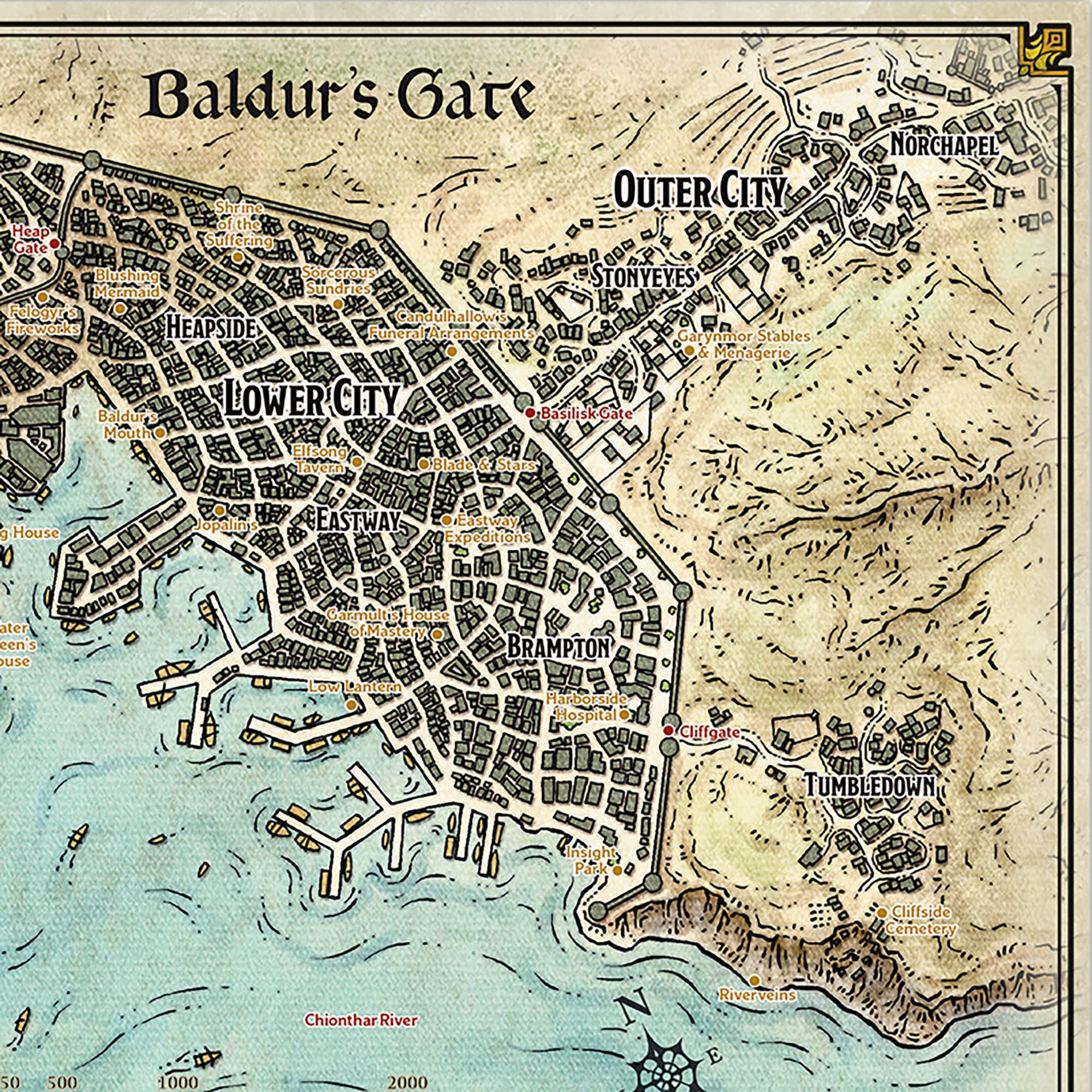 Amazon Gale Force Nine D D Baldur s Gate Map 23 X 17 GF9 s Official Dungeons Dragons Tapletop Map Multi GF972792 Office Products