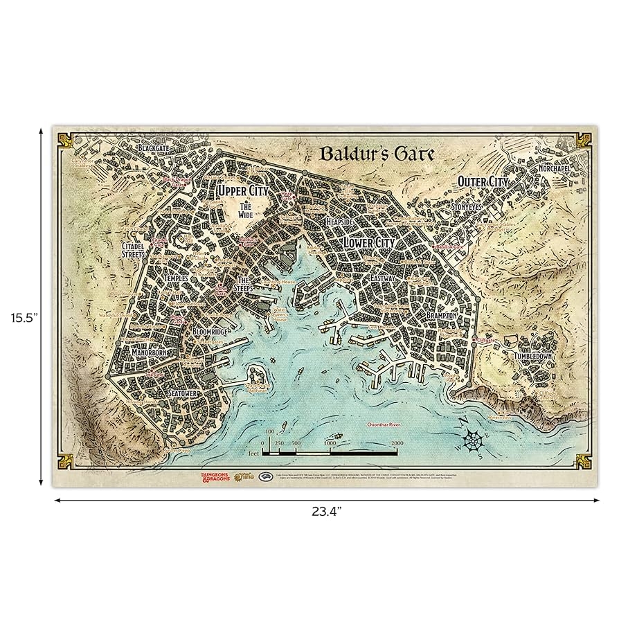 Amazon Gale Force Nine D D Baldur s Gate Map 23 X 17 GF9 s Official Dungeons Dragons Tapletop Map Multi GF972792 Office Products