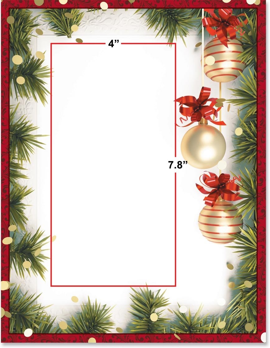 Amazon Paperdirect Ornament Trio Holiday Christmas Winter Theme Stationery Border Paper Letterhead 8 5 X 11 100 Sheets Elegant Premium Writing Paper Decorative Printer Paper Home Kitchen