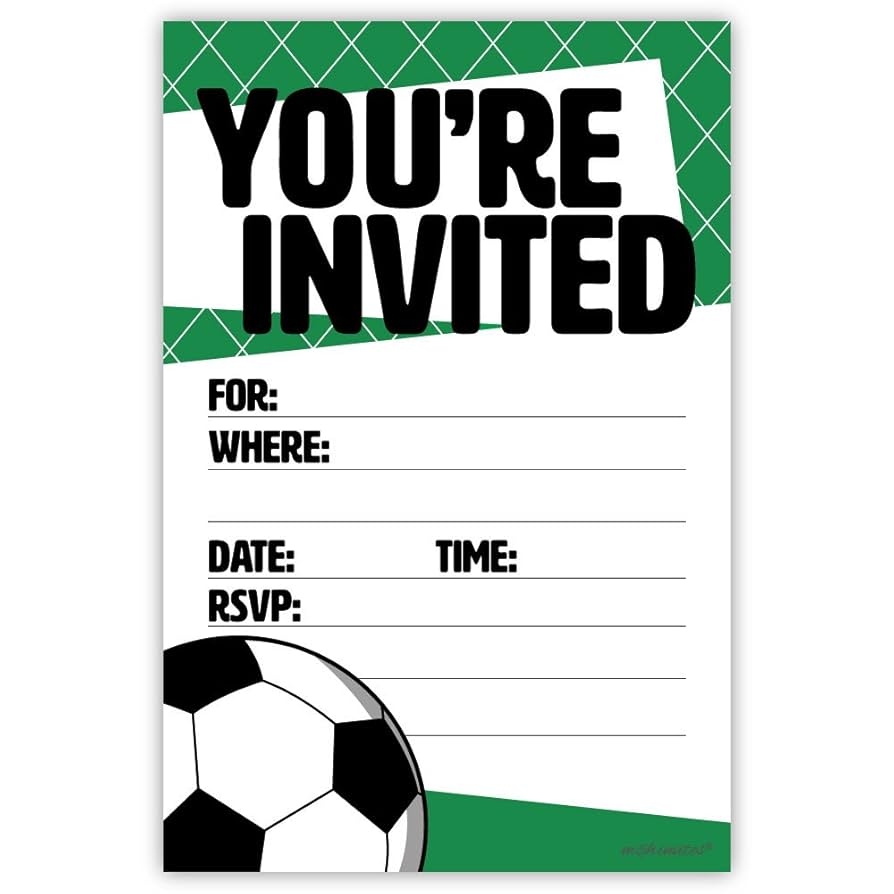 Amazon Soccer Party Invitations 20 Count With Envelopes Home Kitchen