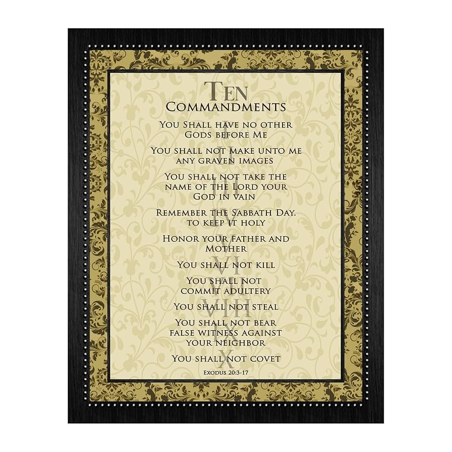 Amazon Ten Commandments Christian Wall Decor Religious Bible Verse Inspirational Wall Art Ideal Vintage Decor Scripture Print For Living Room Decor Office Decor Church Or Desk Decor Unframed 11x14 