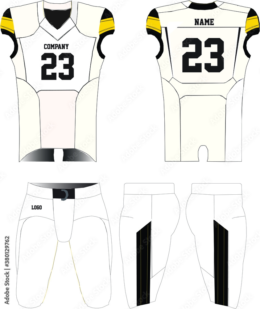 American Football Jersey Uniforms Mock Ups Design Template Front And Back View Illustration Vectors Stock Vector Adobe Stock