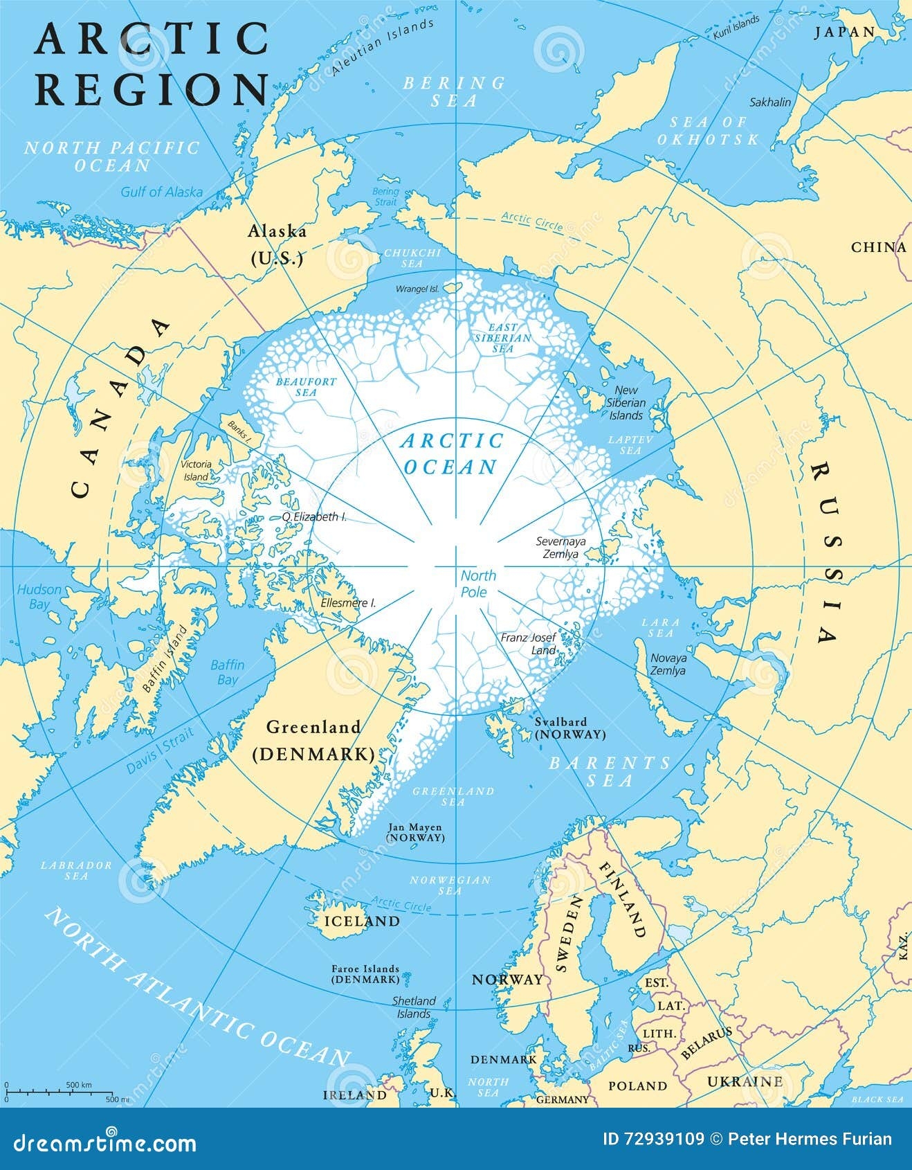 Printable Editable Map North America Arctic Circle