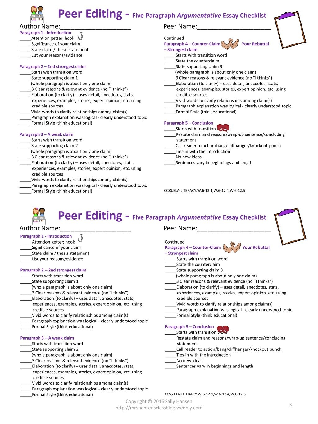 Argumentative Writing Peer Editing Checklist Ppt Download